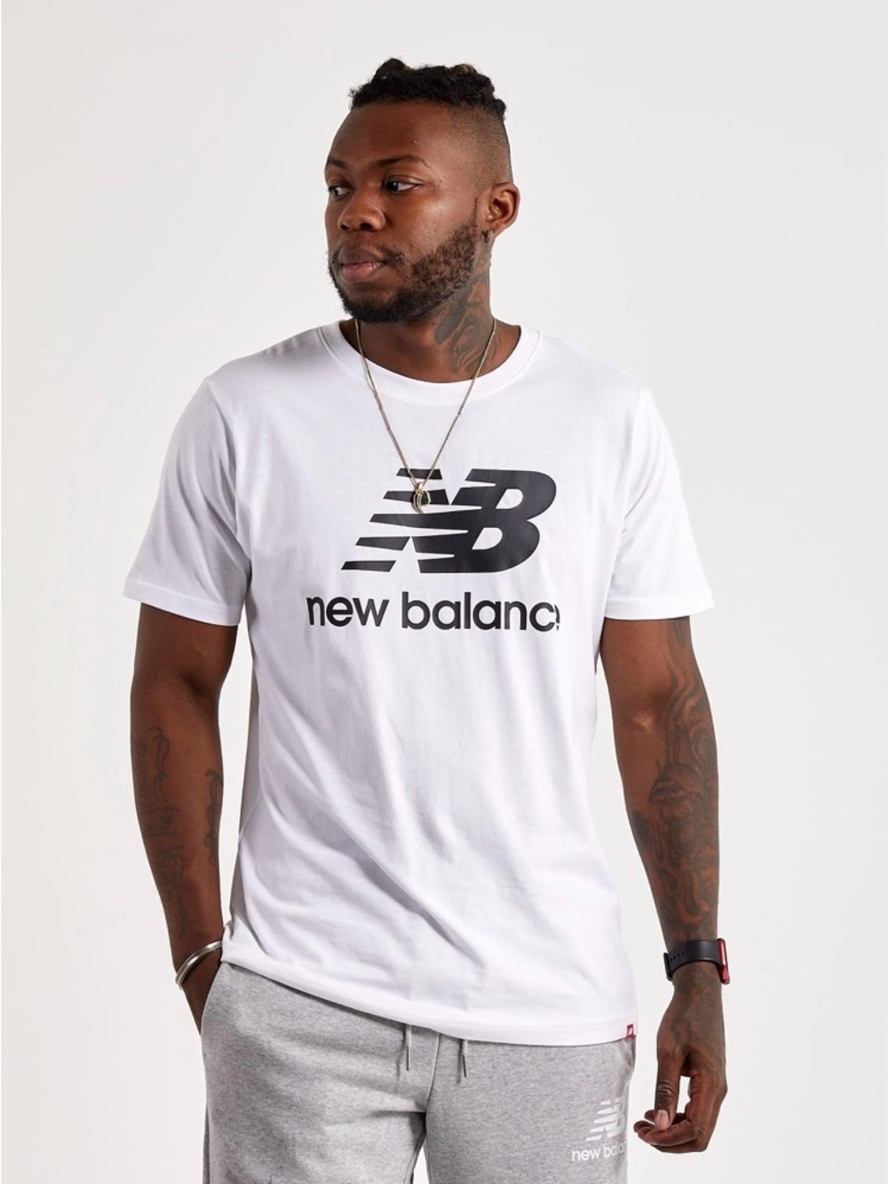 New Balance White Short-Sleeve Logo Tee
